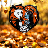 Jack & Sally Heart Enamel Pin – Nightmare Before Christmas Halloween Gift