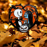 Jack & Sally Heart Enamel Pin – Nightmare Before Christmas Halloween Gift