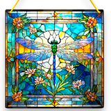 Dragonfly Stained Glass Style Suncatcher 8" Acrylic Window Hanging Decor