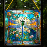 Dragonfly Stained Glass Style Suncatcher 8" Acrylic Window Hanging Decor