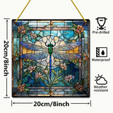 Dragonfly Stained Glass Style Suncatcher 8" Acrylic Window Hanging Decor