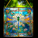 Dragonfly Stained Glass Style Suncatcher 8" Acrylic Window Hanging Decor