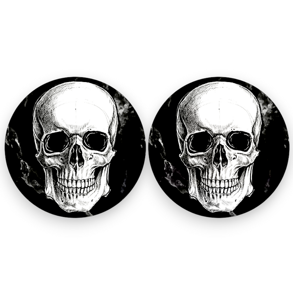 Skull Car Coasters 2pc Gothic Cup Holder Insert Universal Auto Accessory